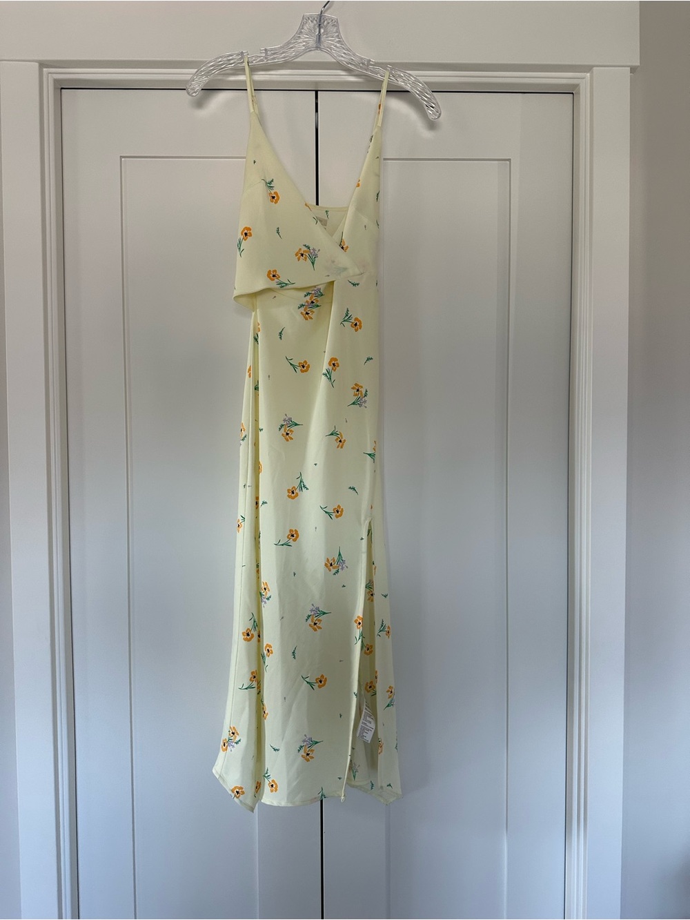 Urban Outfitters Pale Yellow Floral Maxi Slip Dress